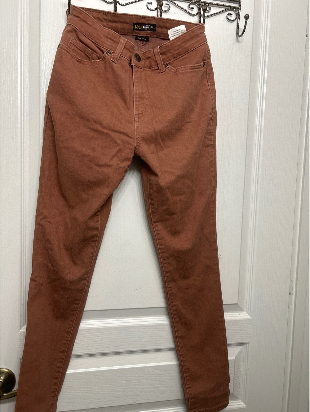 Lee Slim Fit Skinny Leg Mid Rise Sculpting Jeans in Rust Brown, Waist 31 in.